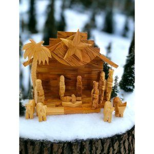 Nativity set Music Box of Carved Bethlehem Olive Wood National Geographic